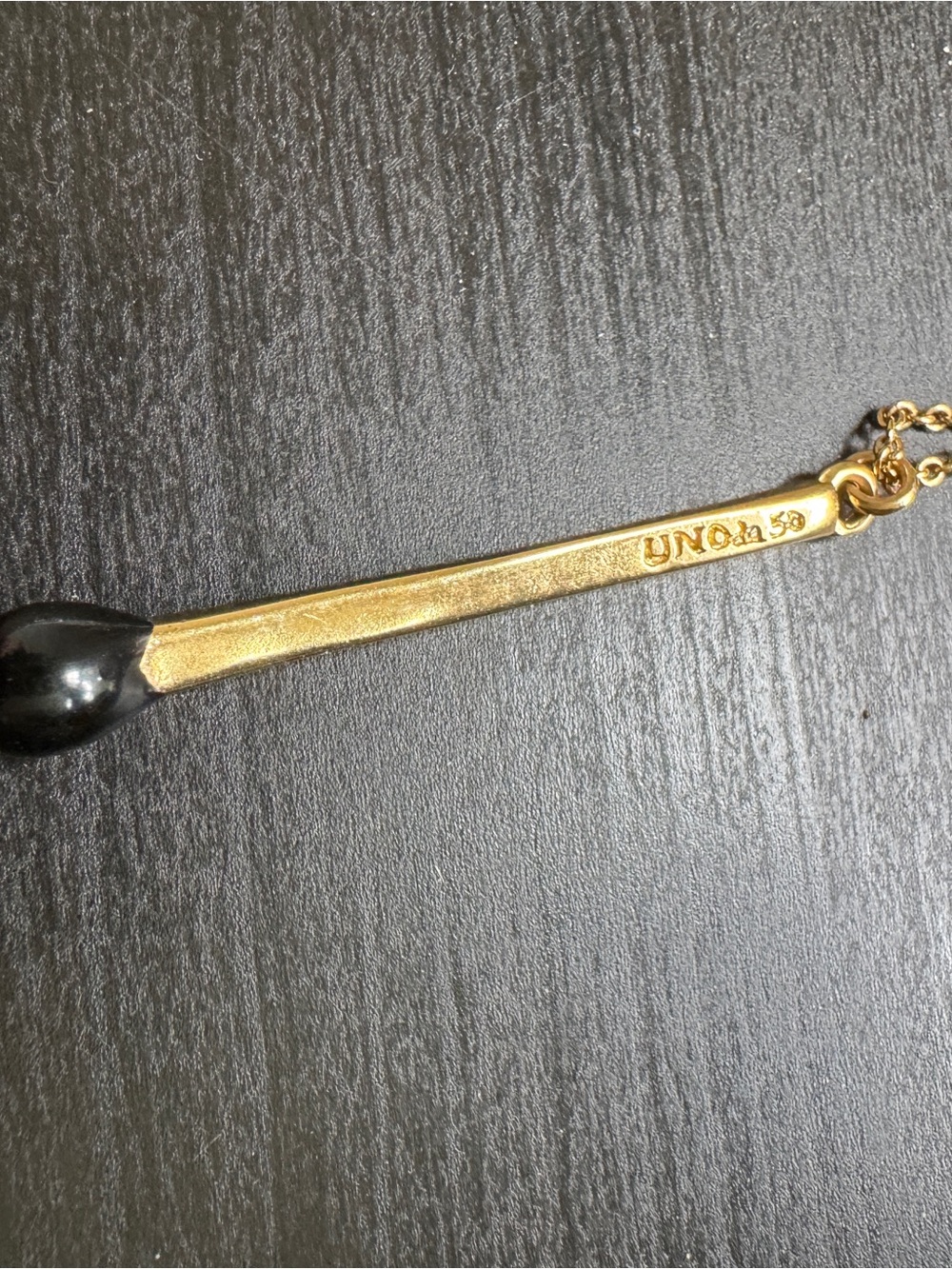 UNO de 50 Gold and Black Match Collection Pendant Necklace - Logo Bar